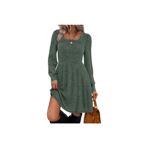 NWT Women's Sampeel Green Ribbed Long Sleeve Dress S